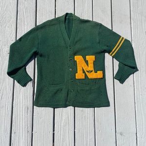 1960's Forrest Green Cardigan Knitted Sweater